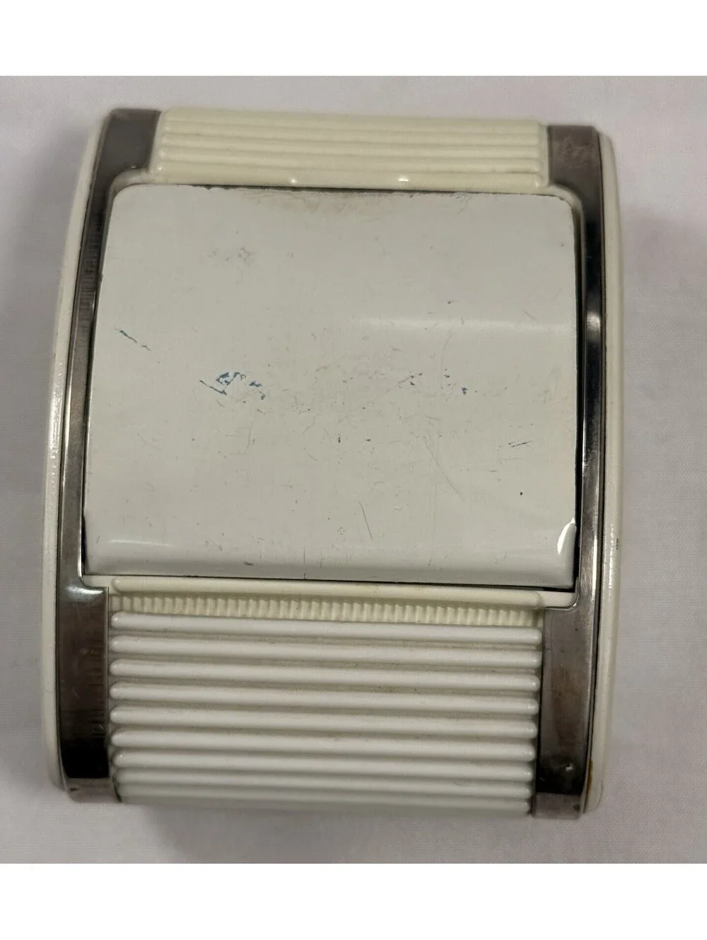 Westclox 1970’s Art Deco Roll Top Alarm Clock Cream Gold Wind Up Tested Works